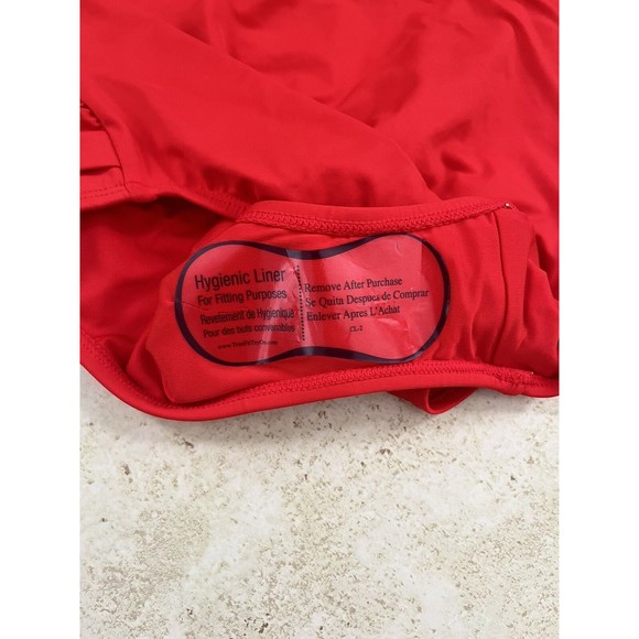 NAUTICA Slimming Swim Suit One Piece Scoop Neck Ruched Back Straps Red Womens S - Picture 10 of 12